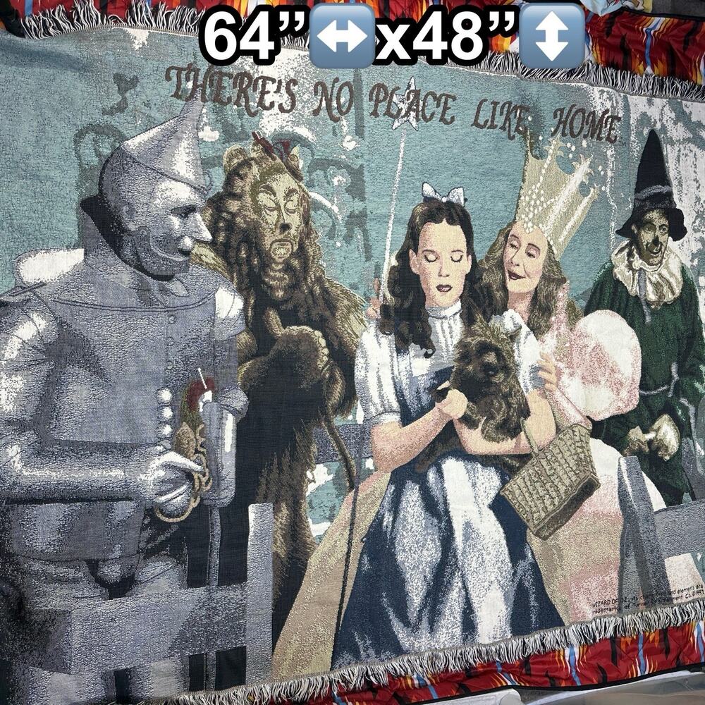 Vintage The Wizard of Oz Tapestry Throw 1997 Blanket Theres No Place Like Home